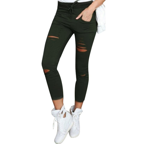 Women Skinny Ripped Pants